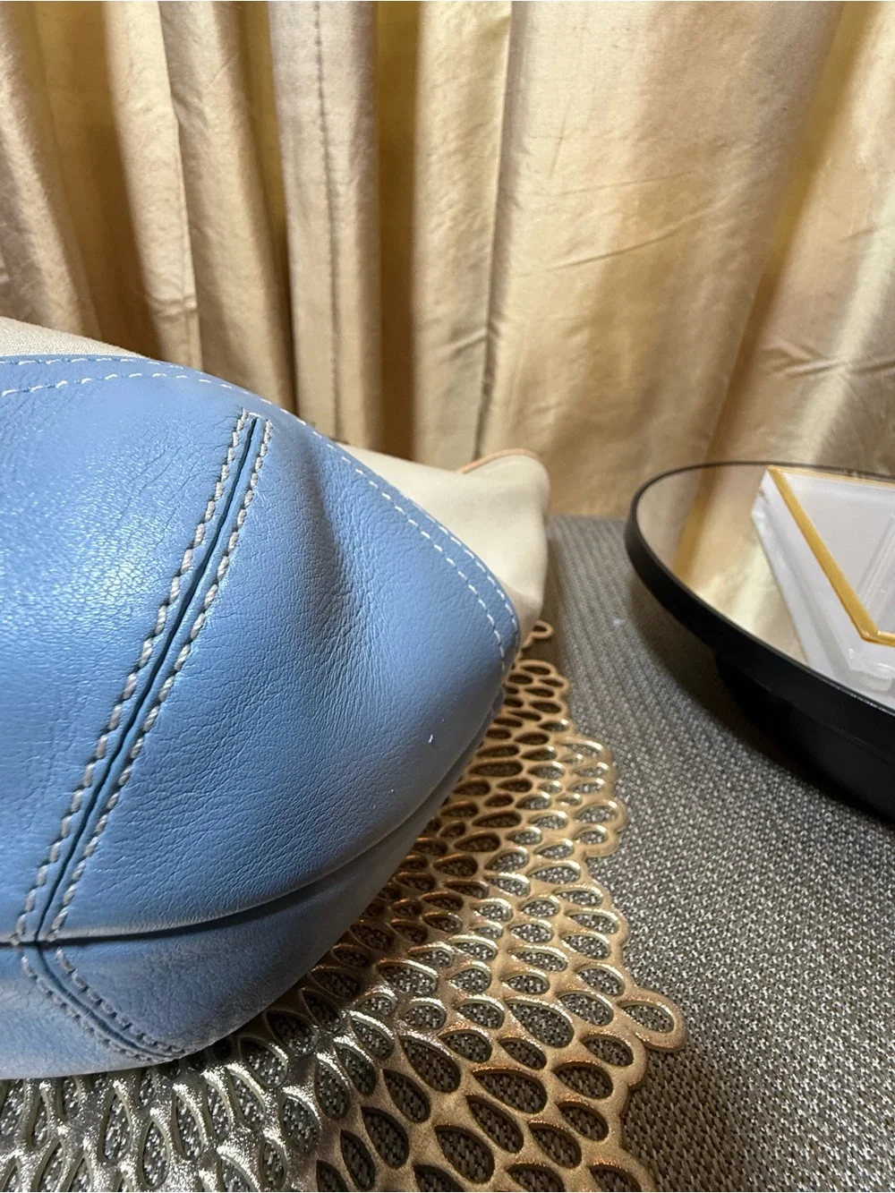 Coach Soho 2003 Daisy Tote 4428 Canvas Blue Trim Green Lining Y2K Rare Vintage - Picture 10 of 16
